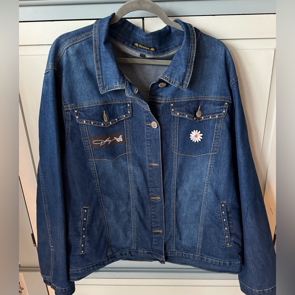 Upcycled Dolly Parton Graphic Tee on Diverso Denim Jean Jacket Size 3X CUSTOM - Picture 3 of 8